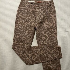 Anthropologie Brown Patterned Skinny Pants